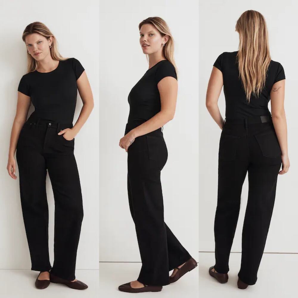 Madewell The Perfect Vintage Wide-Leg Jeans size 30 Black Rinse - Picture 3 of 16